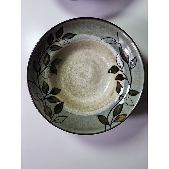 PFALTZGRAFF Rustic Leaves Brown Blue Deep Stoneware 8 1/2" Bowls- Set of 4 - Picture 2 of 8